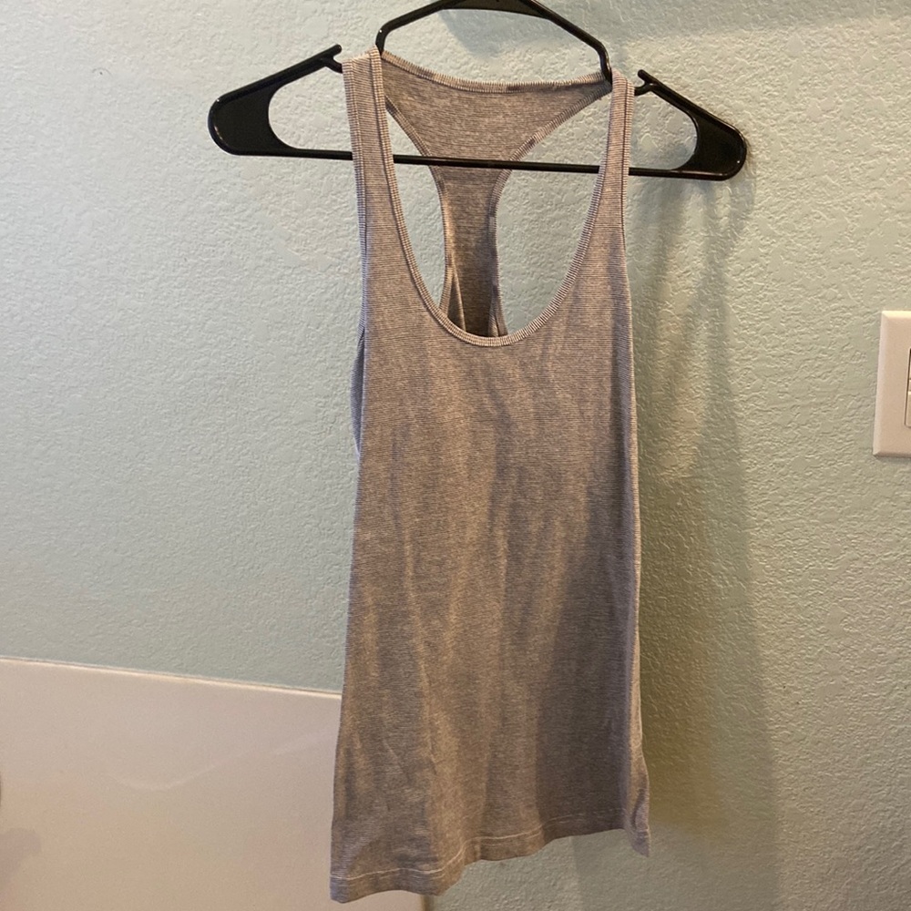 Lululemon size 8 razorback tank grey/black/white